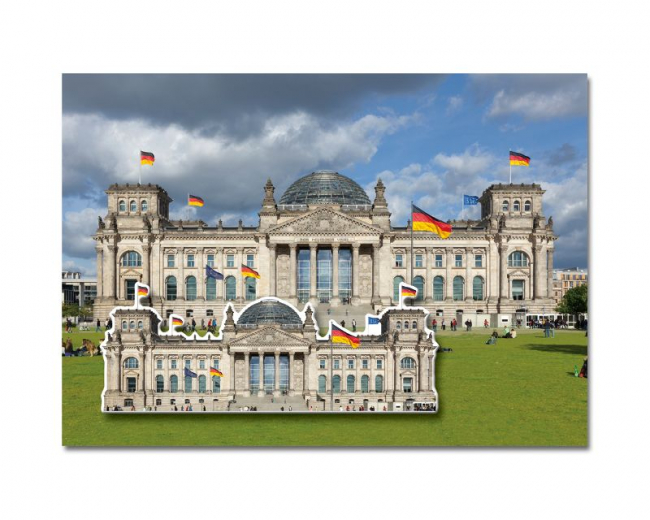 Konturmagnet "Reichstagsgebäude" mit Postkarte
