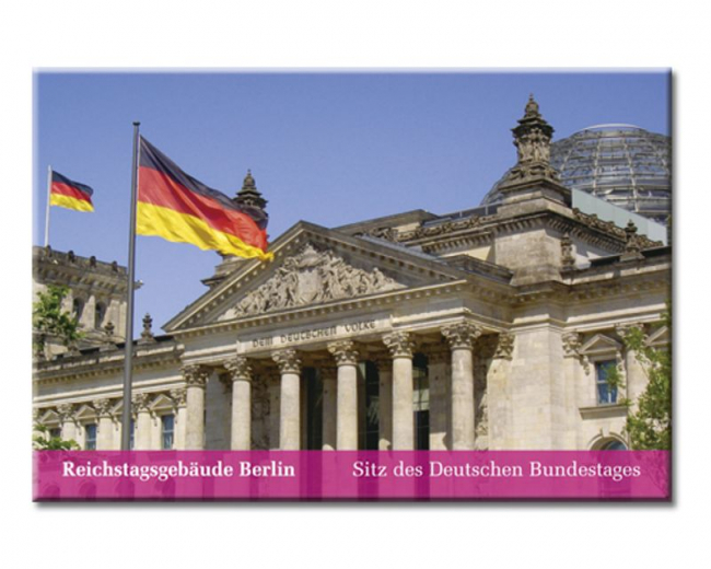 Rechteckiger Magnet "Reichstagsgebäude mit Flaggen"